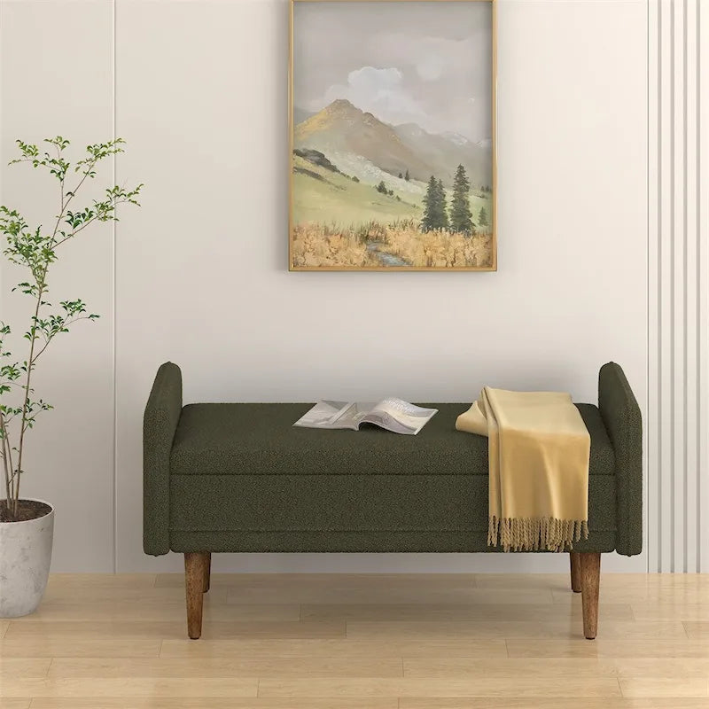 Pouffe de Rangement en Velours Teddy, avec Espace de Rangement, Adapté aux Appartements