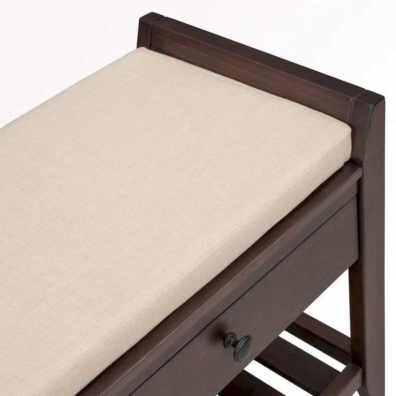 Meuble d'entrée 43" avec banc de rangement, étagère à chaussures, siège capitonné et tiroirs