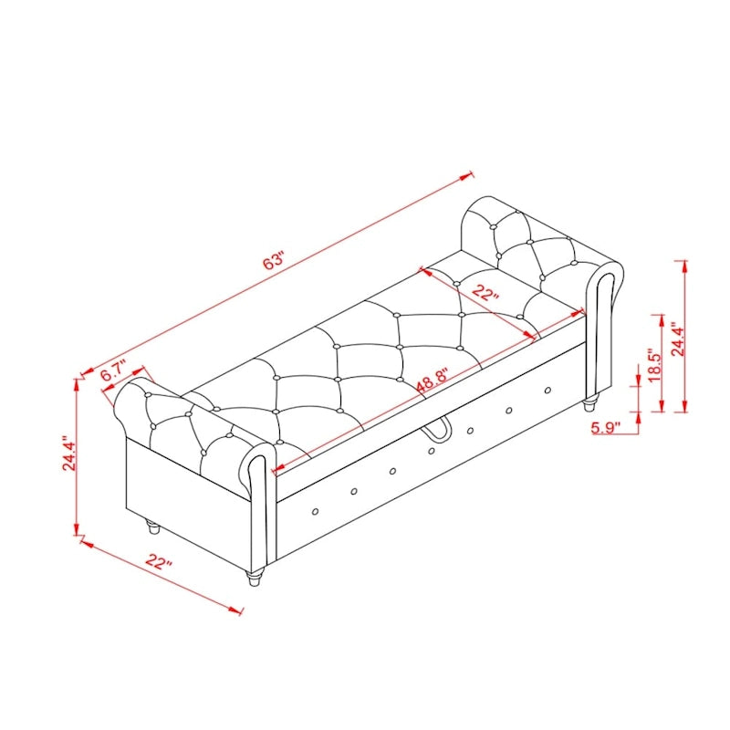 Banc de rangement de lit en tissu jaune de 160 cm de long