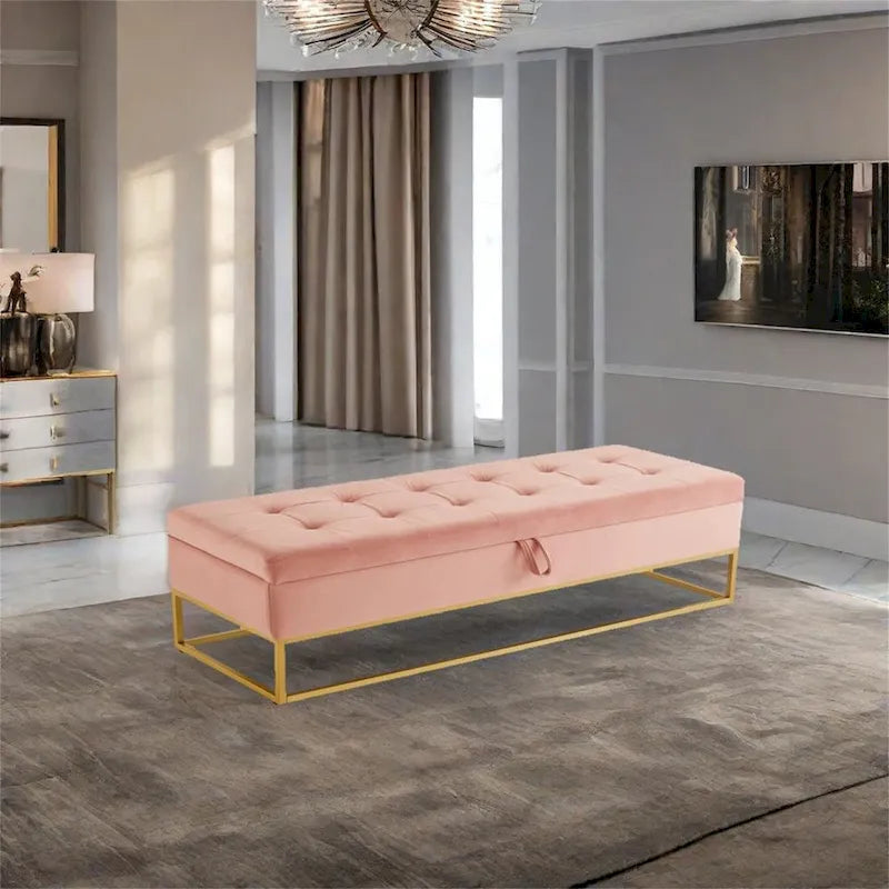 Banc de lit en métal avec rangement
