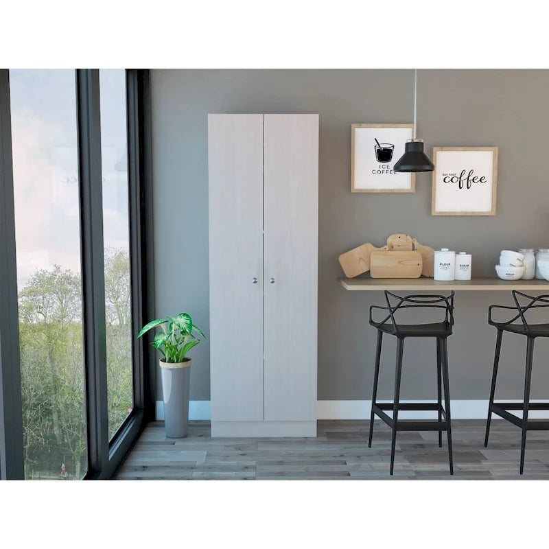 Meuble de rangement à double porte, cinq étagères
