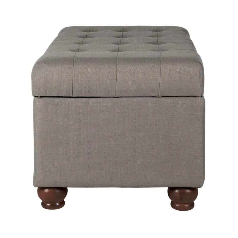 Banc de rangement gris capitonné