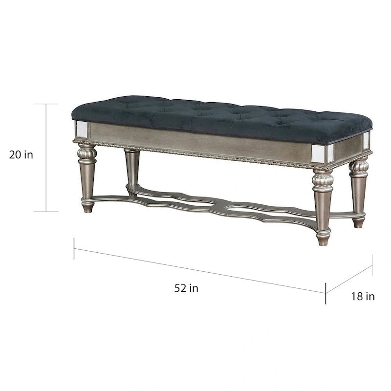 Banc d'appoint capitonné en tissu traditionnel