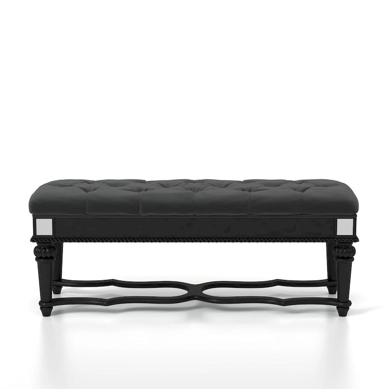 Banc d'appoint capitonné en tissu traditionnel