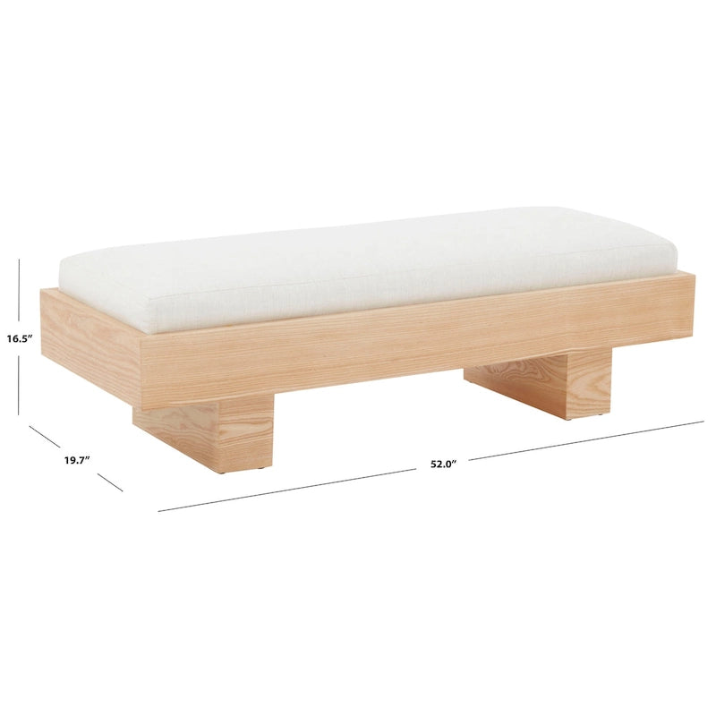 Banc en bois blanc - 52 L x 20 P x 17 H