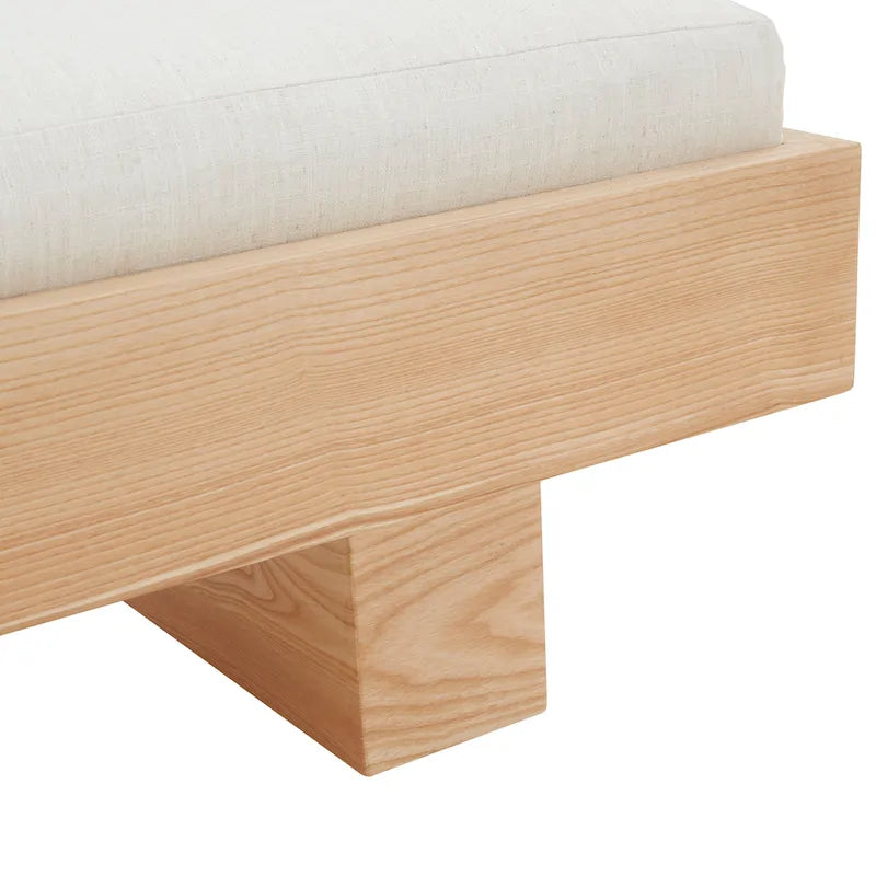 Banc en bois blanc - 52 L x 20 P x 17 H