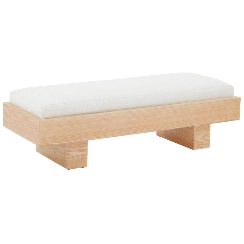 Banc en bois blanc - 52 L x 20 P x 17 H