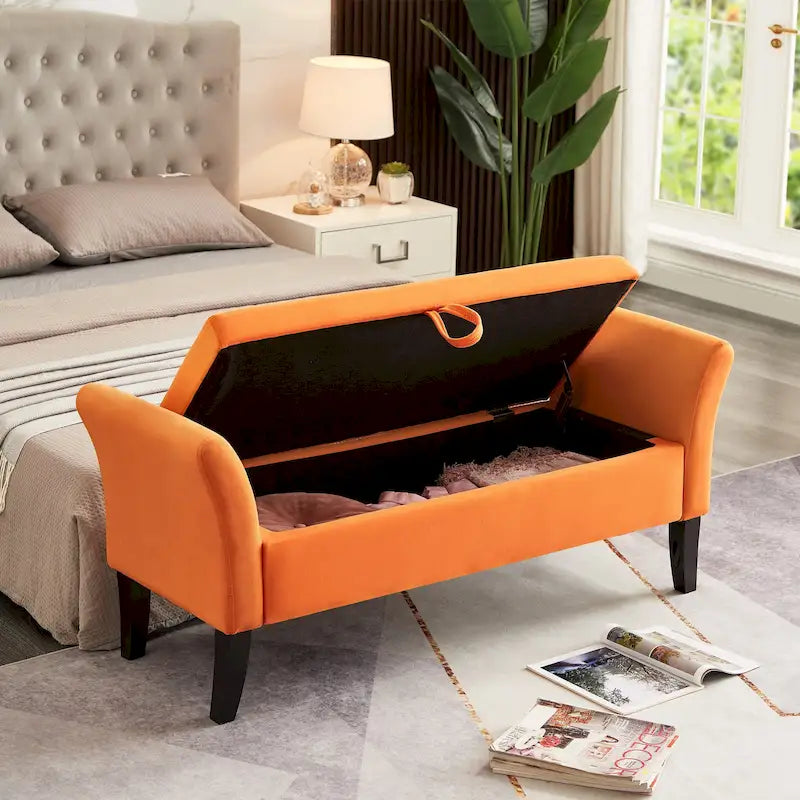 Banc de rangement en velours de 130,8 cm