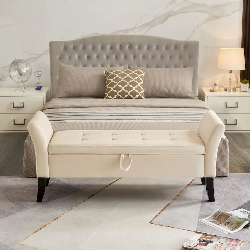 Banc de rangement en velours de 130,8 cm