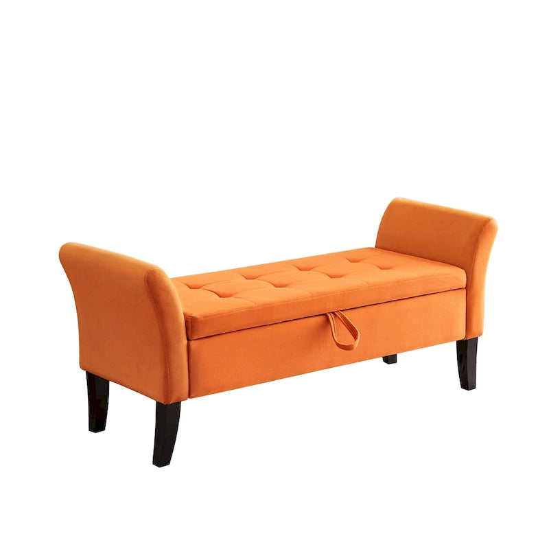 Banc de rangement en velours de 130,8 cm
