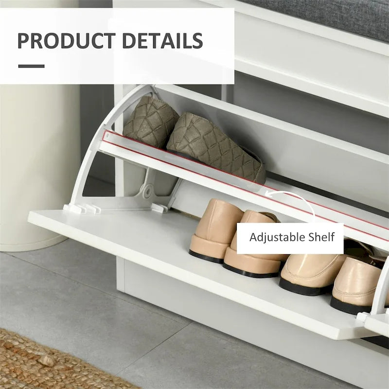 Banc range-chaussures moderne avec tiroirs et étagère réglable