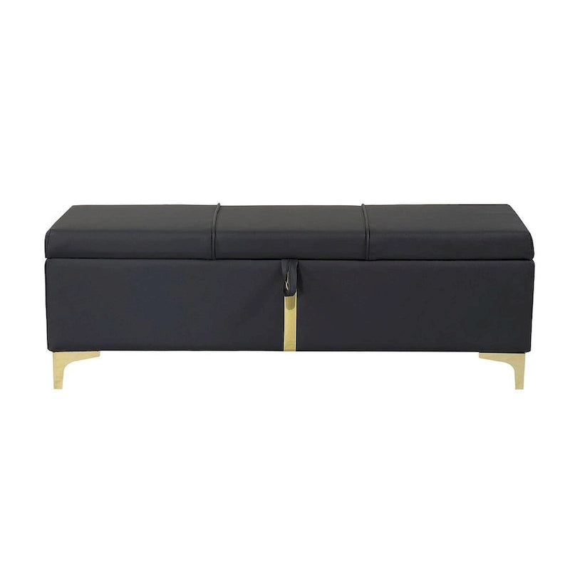 Banc de rangement rembourré en PU avec pieds en métal entièrement assemblés