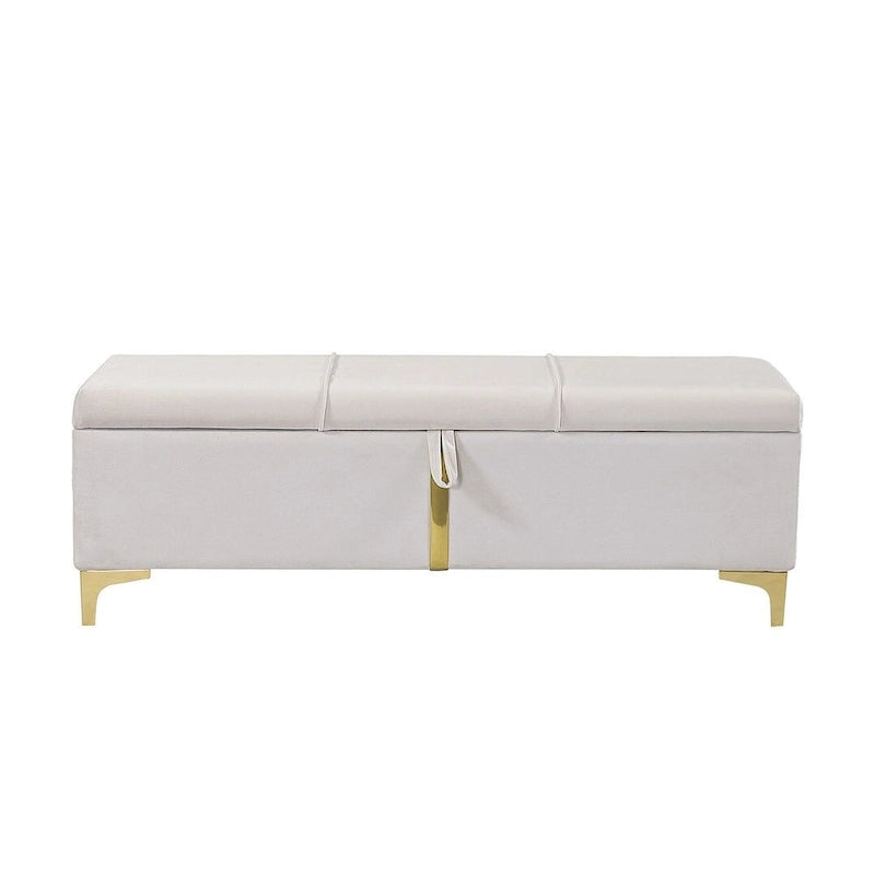Banc de rangement rembourré en PU avec pieds en métal entièrement assemblés