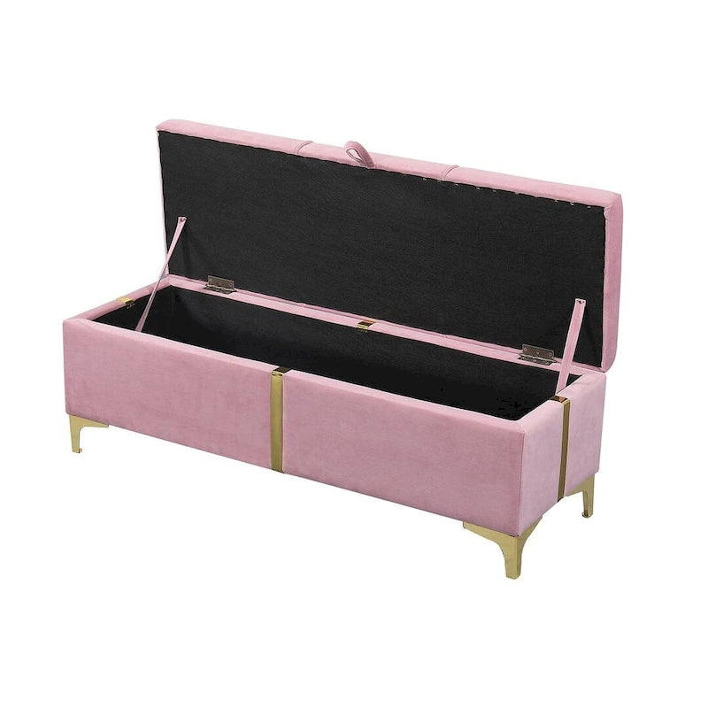 Banc de rangement rembourré en PU avec pieds en métal entièrement assemblés