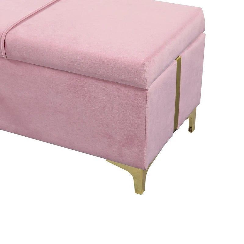 Banc de rangement rembourré en PU avec pieds en métal entièrement assemblés