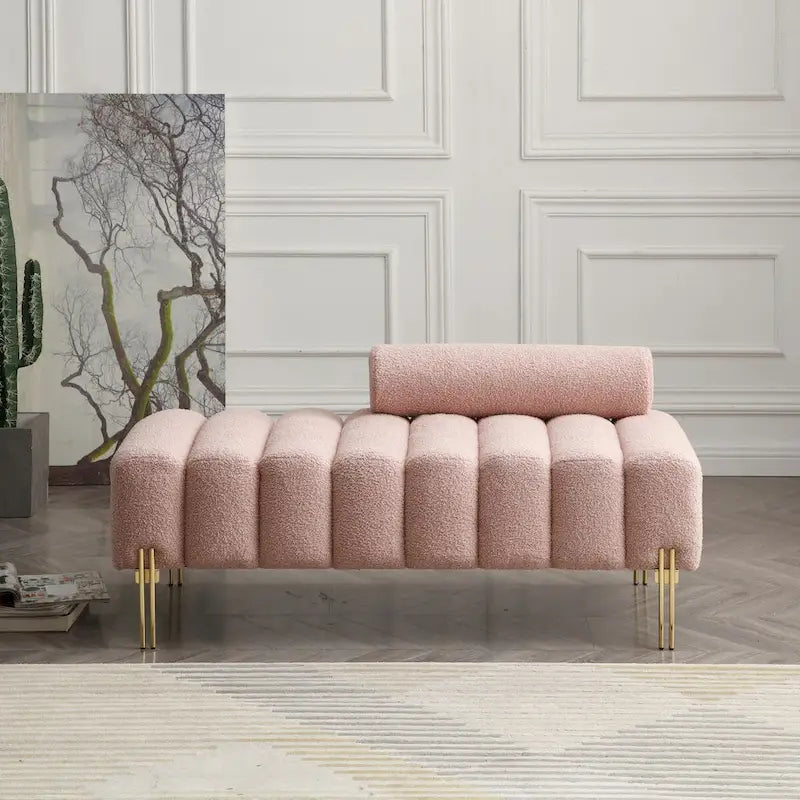 53.2 Width Modern End of Bed Bench Fabric Upholstered 2 Seater Sofa Couch Entryway Ottoman Bench
