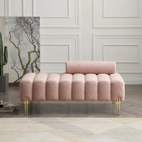 53.2 Width Modern End of Bed Bench Fabric Upholstered 2 Seater Sofa Couch Entryway Ottoman Bench