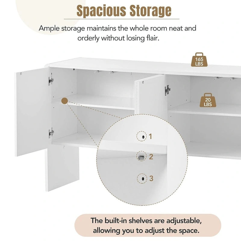 60 Grand meuble de rangement minimaliste avec 4 portes buffet/bahut