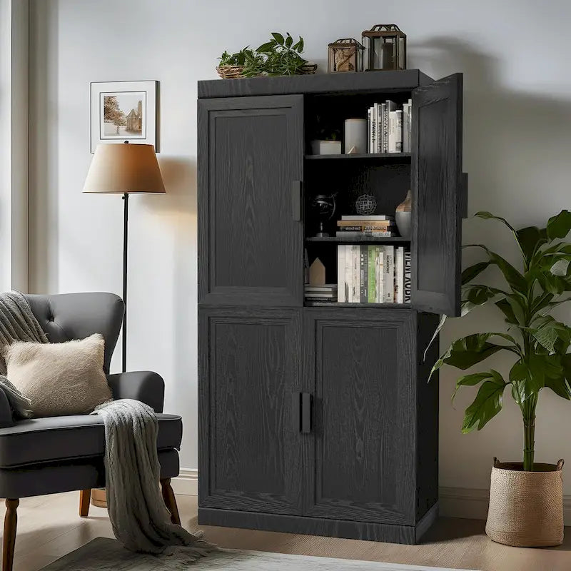 Armoire de rangement à deux portes et étagères