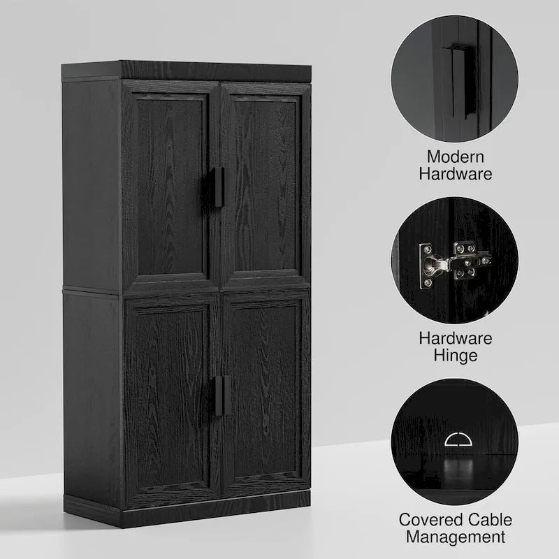 Armoire de rangement à deux portes et étagères