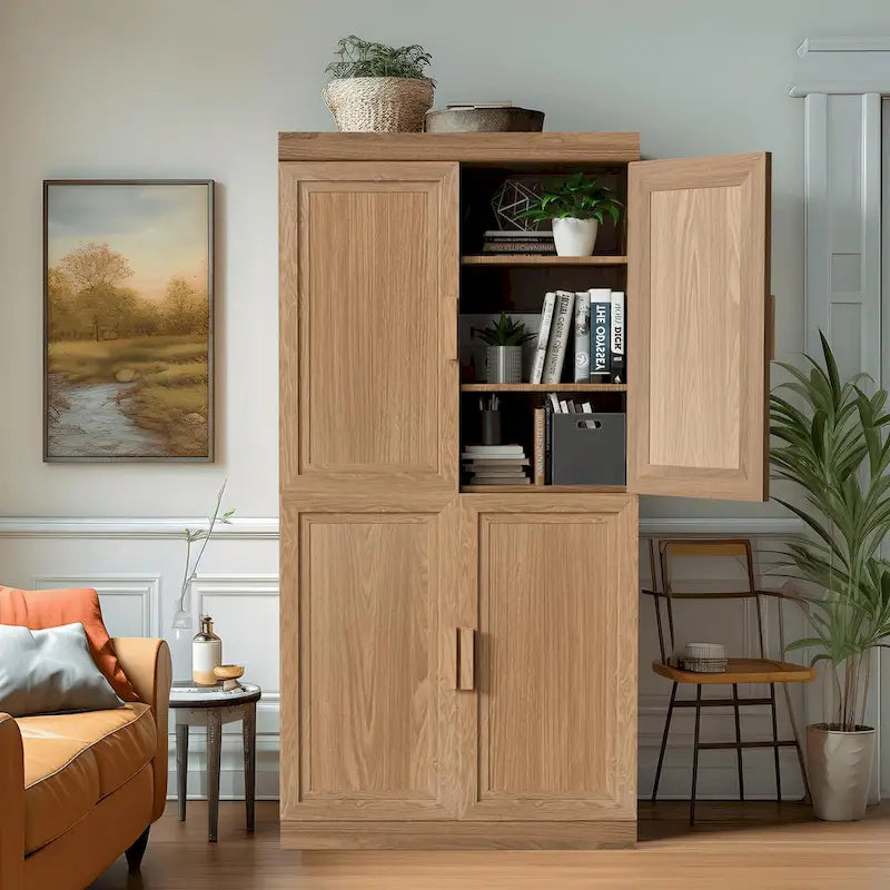 Armoire de rangement à deux portes et étagères