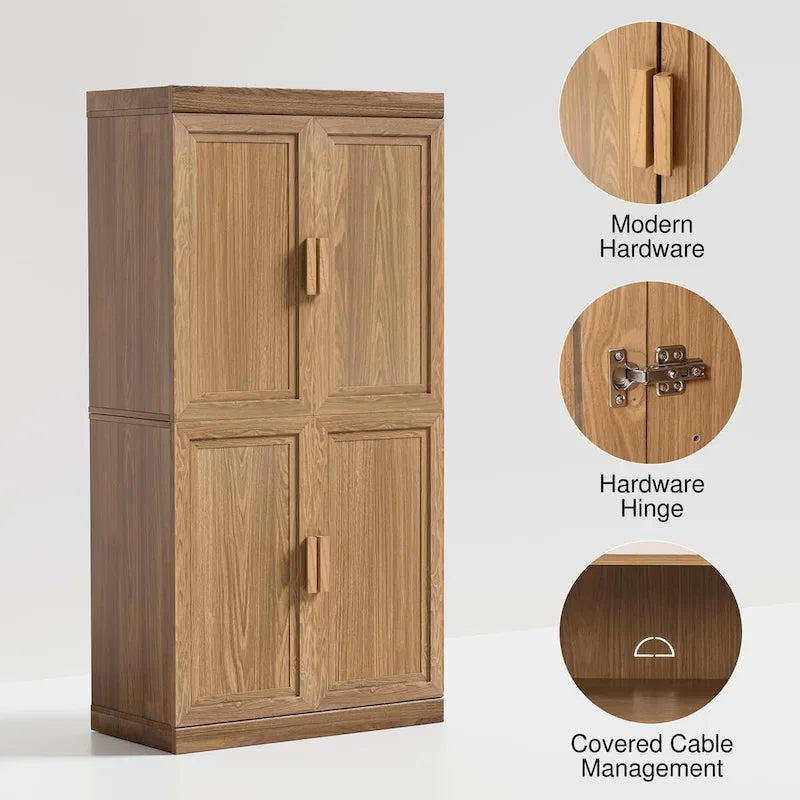 Armoire de rangement à deux portes et étagères