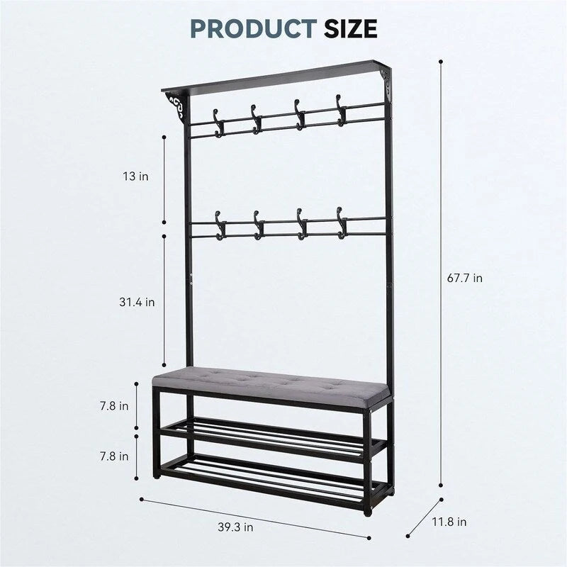 Meuble d'entrée avec banc et rangement à chaussures - 39,37P x 11,8L x 67,77H