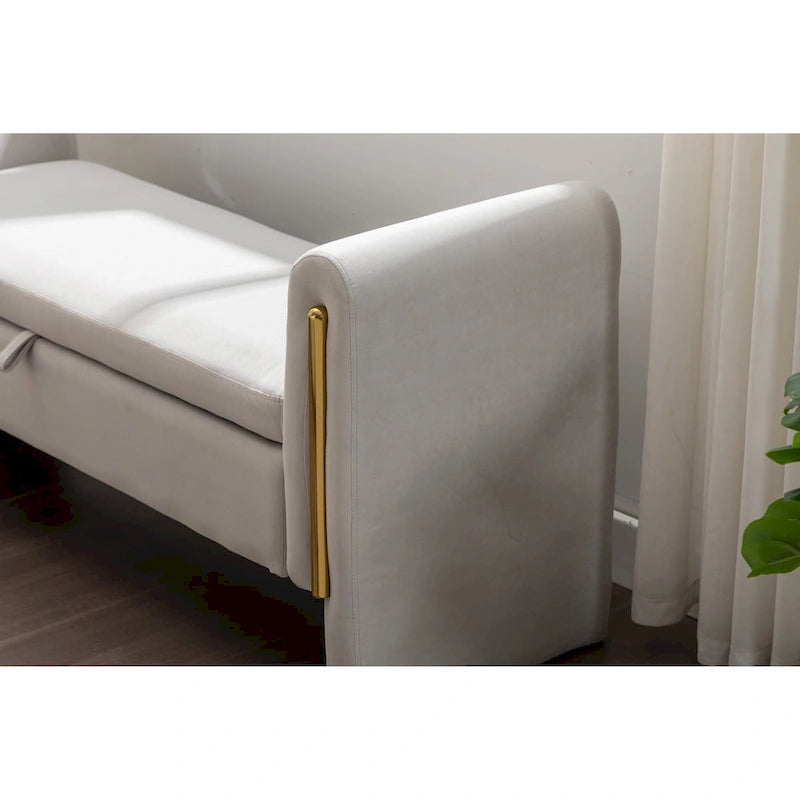 Banc de rangement en tissu velours pour chambre à coucher