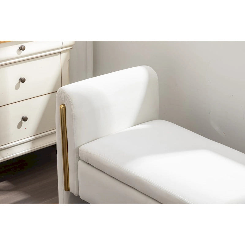 Banc de rangement en tissu velours pour chambre à coucher
