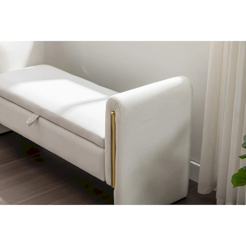 Banc de rangement en tissu velours pour chambre à coucher