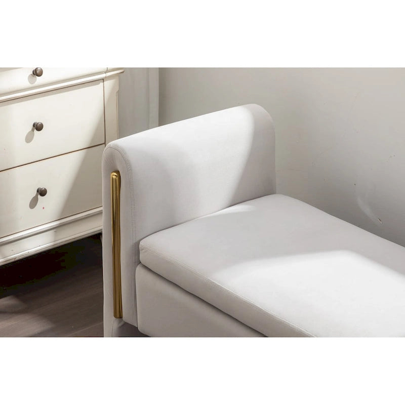 Banc de rangement en tissu velours pour chambre à coucher