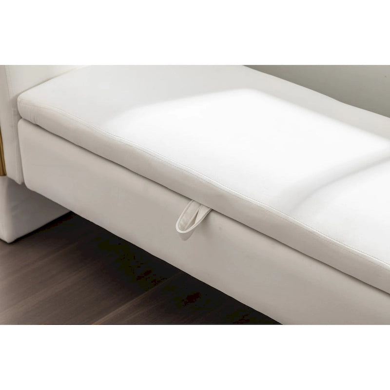 Banc de rangement en tissu velours pour chambre à coucher