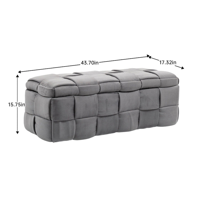 Banc de rangement ottoman, Banc de bout de lit de chambre à coucher, Banc de rangement ottoman en tissu rembourré avec charnière de sécurité, Repose-pieds rembourré d'entrée