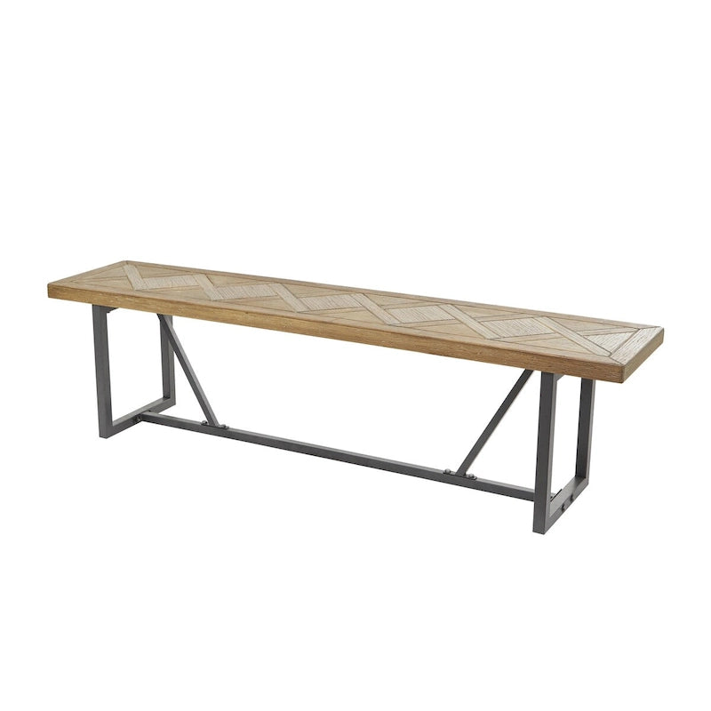 Banc en bois avec piètement en métal noir - Marron