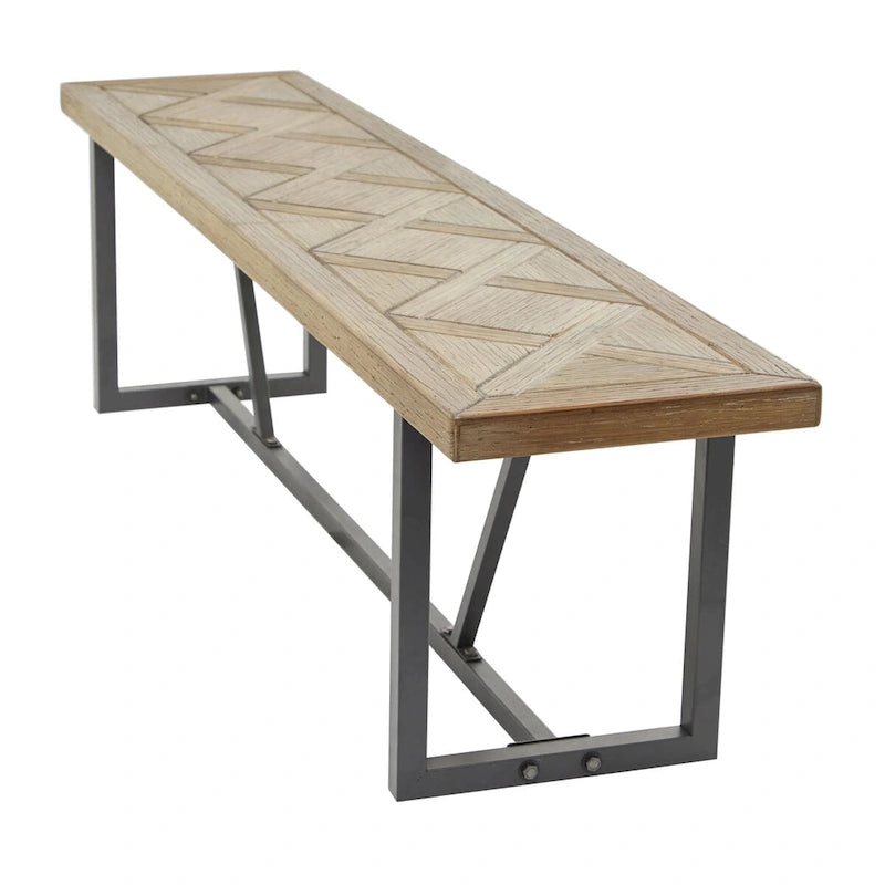 Banc en bois avec piètement en métal noir - Marron