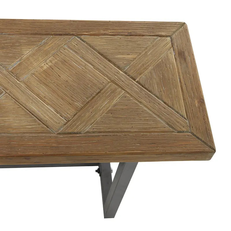 Banc en bois avec piètement en métal noir - Marron