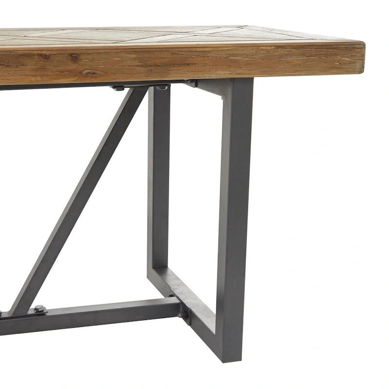 Banc en bois avec piètement en métal noir - Marron