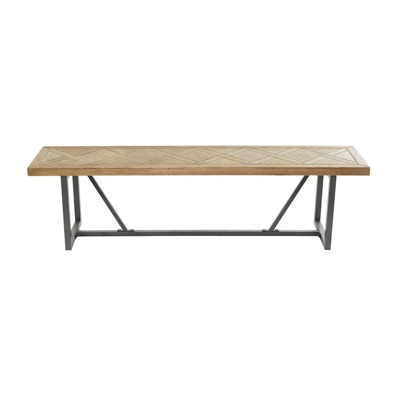 Banc en bois avec piètement en métal noir - Marron