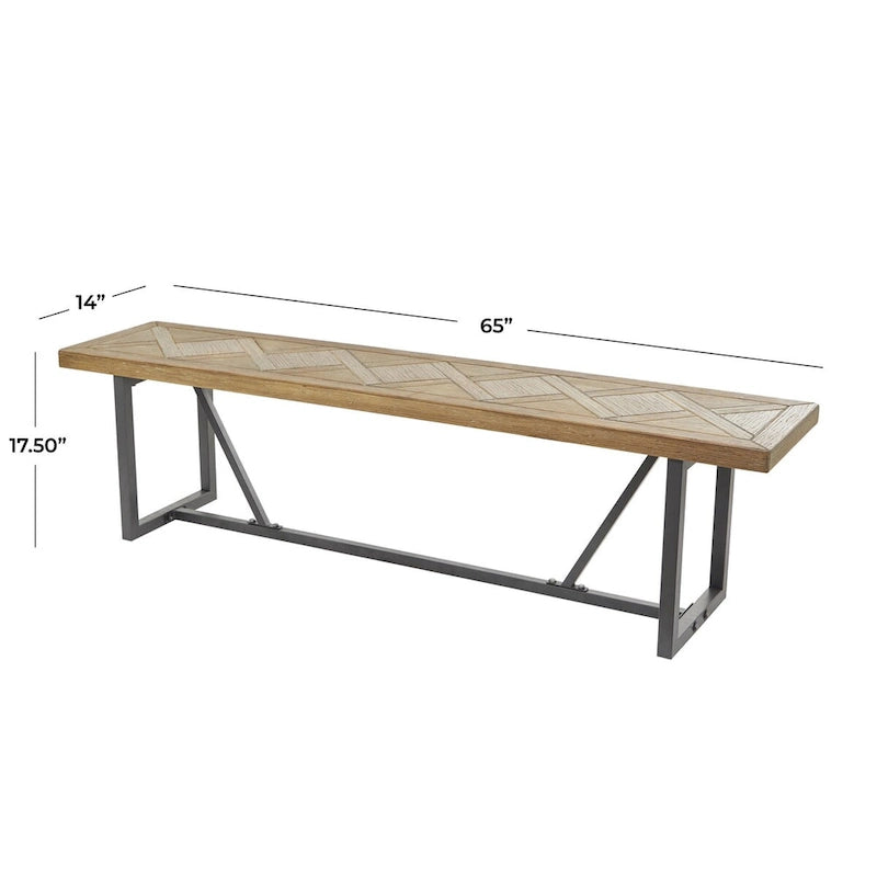 Banc en bois avec piètement en métal noir - Marron