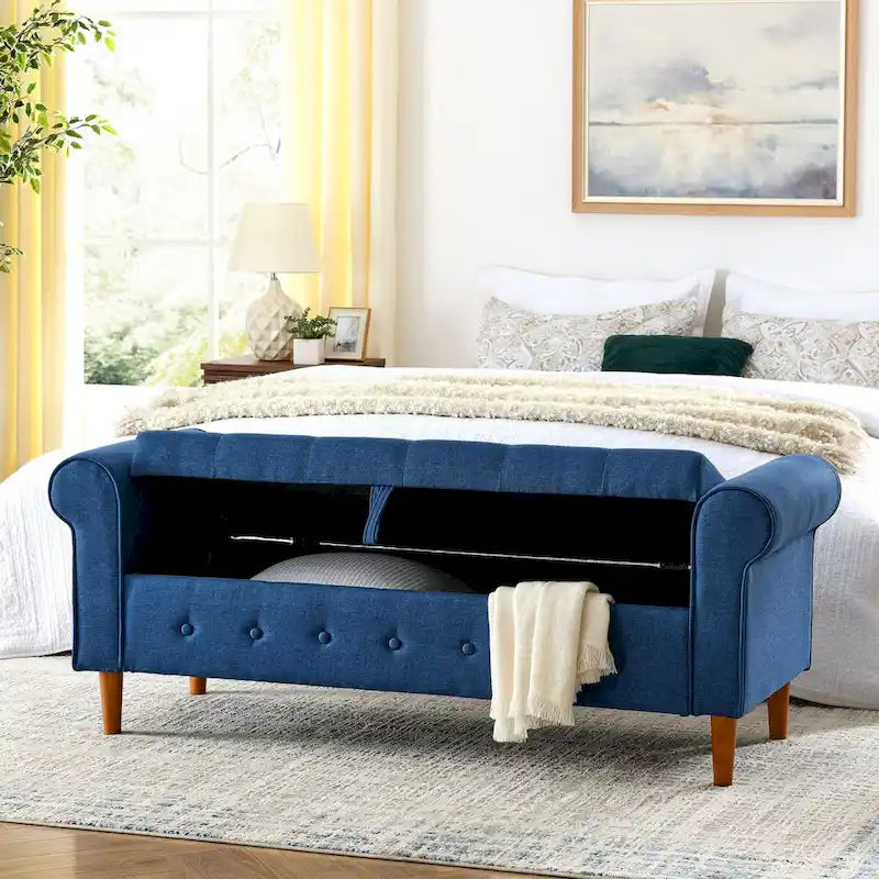 Banc de rangement capitonné pour chambre à coucher