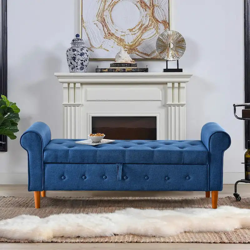 Banc de rangement capitonné pour chambre à coucher