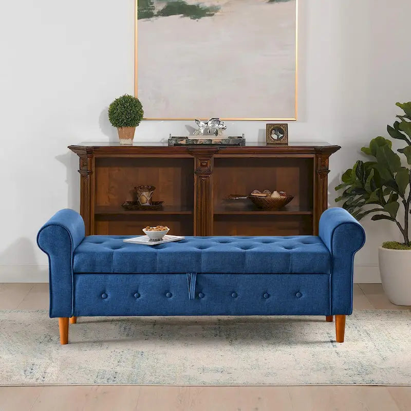 Banc de rangement capitonné pour chambre à coucher