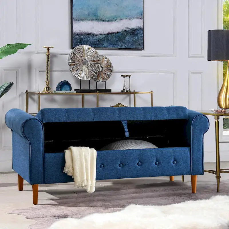 Banc de rangement capitonné pour chambre à coucher