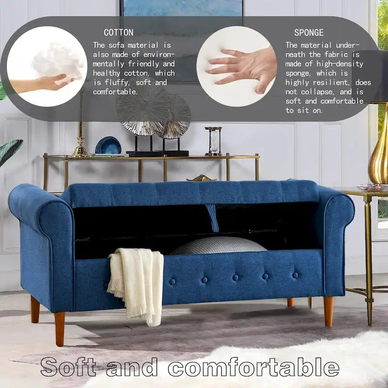 Banc de rangement capitonné pour chambre à coucher
