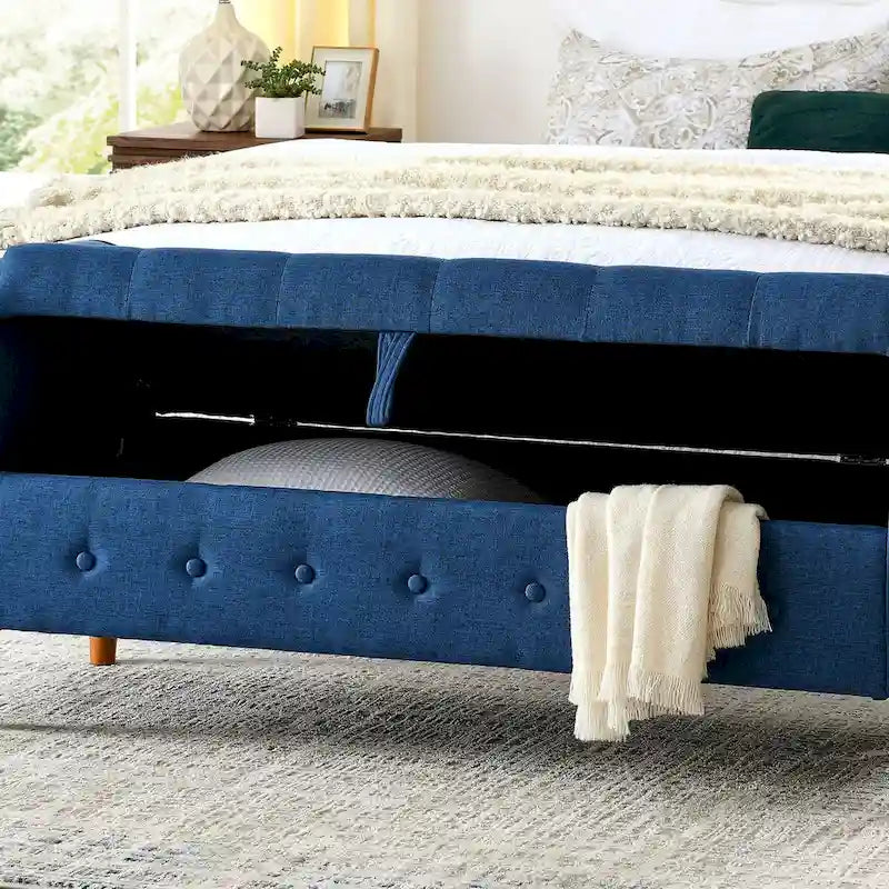 Banc de rangement capitonné pour chambre à coucher