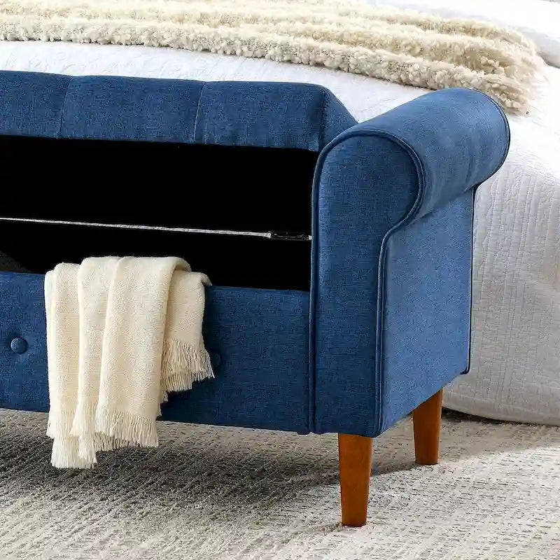 Banc de rangement capitonné pour chambre à coucher