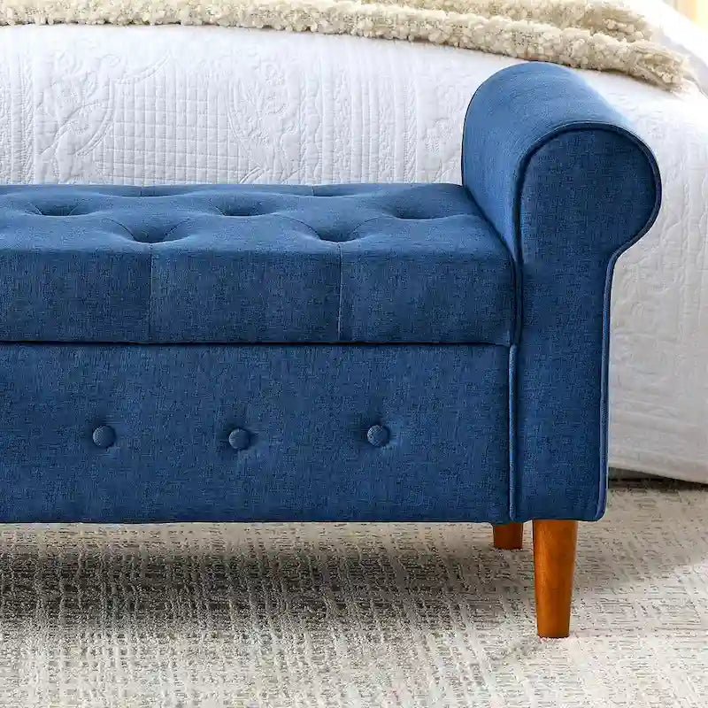 Banc de rangement capitonné pour chambre à coucher